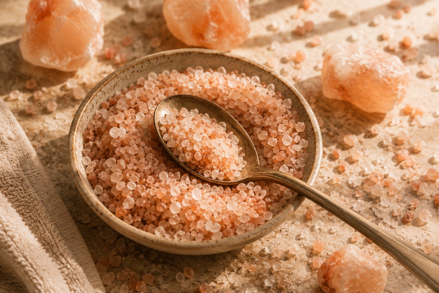 A bowl of Himalayan pink salt